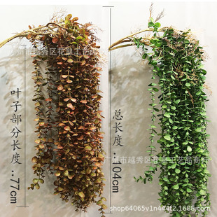 饰金钱叶吊藤塑胶假花绿植摄影 仿真植物尤加利壁挂婚庆路引家居装