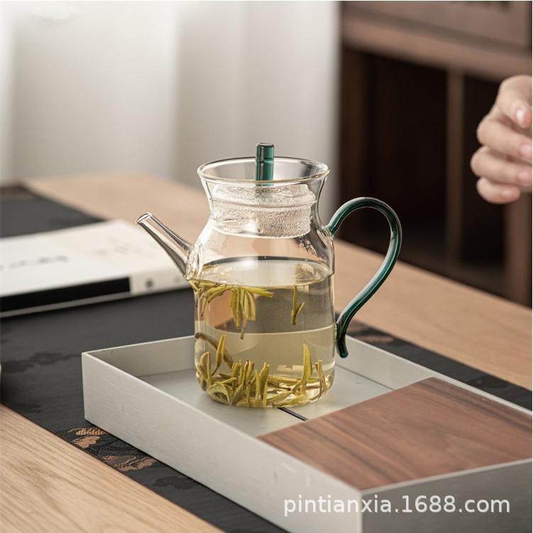 耐热玻璃泡茶壶透明带把手带盖子花茶壶绿茶壶手执壶家用功夫茶具