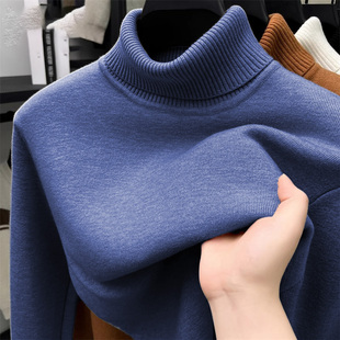 内搭毛衫 一体绒高领毛衣男士 保暖针织衫 加绒加厚打底衫 线衣 秋冬季