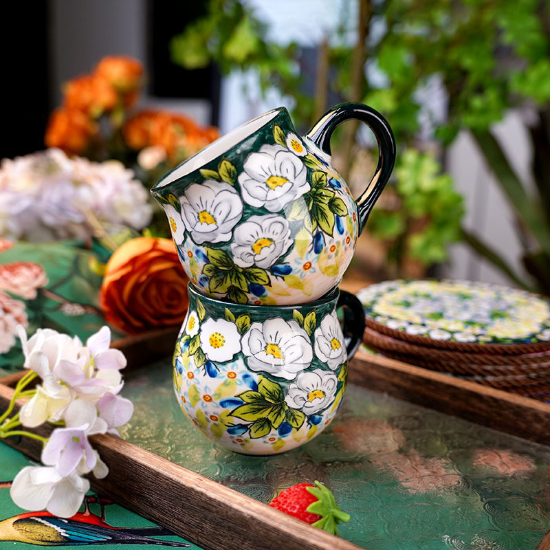 【兮房】浅茉大肚杯陶瓷大容量咖啡杯耐高温早餐杯轻奢高颜值高档,餐饮具,马克杯,淘宝优惠券,粉丝福利购,淘宝优惠卷