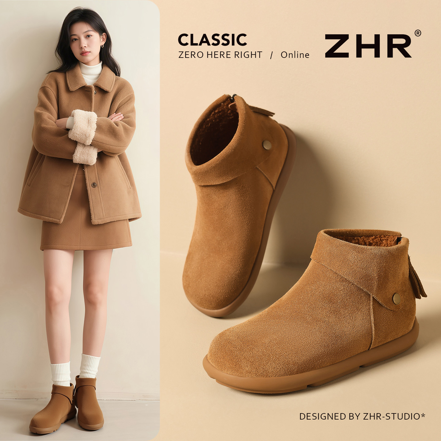 ZHR高帮勃肯鞋女2025冬新款