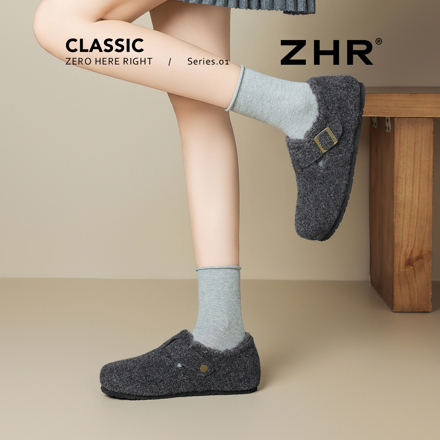 【复古灰色毛毛勃肯鞋】