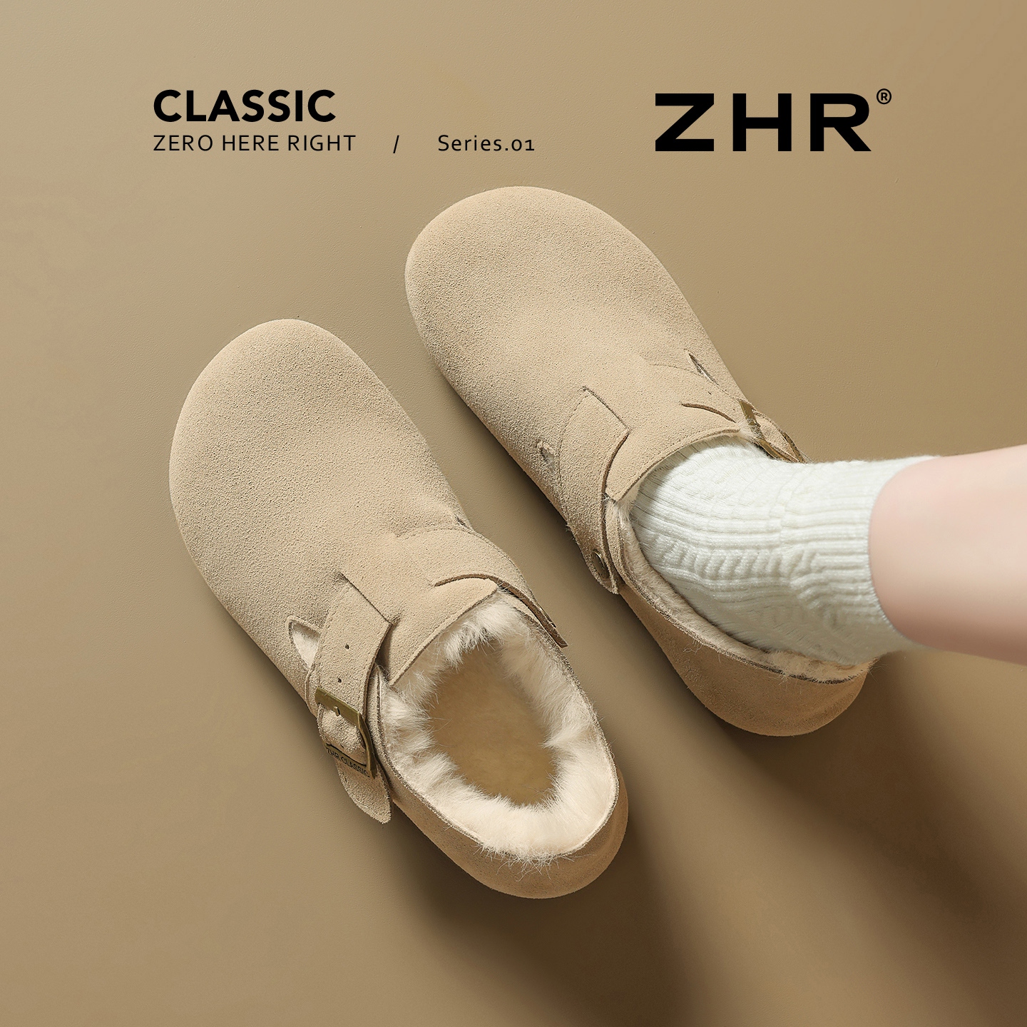 ZHR圆头软底真皮防寒棉鞋勃肯鞋