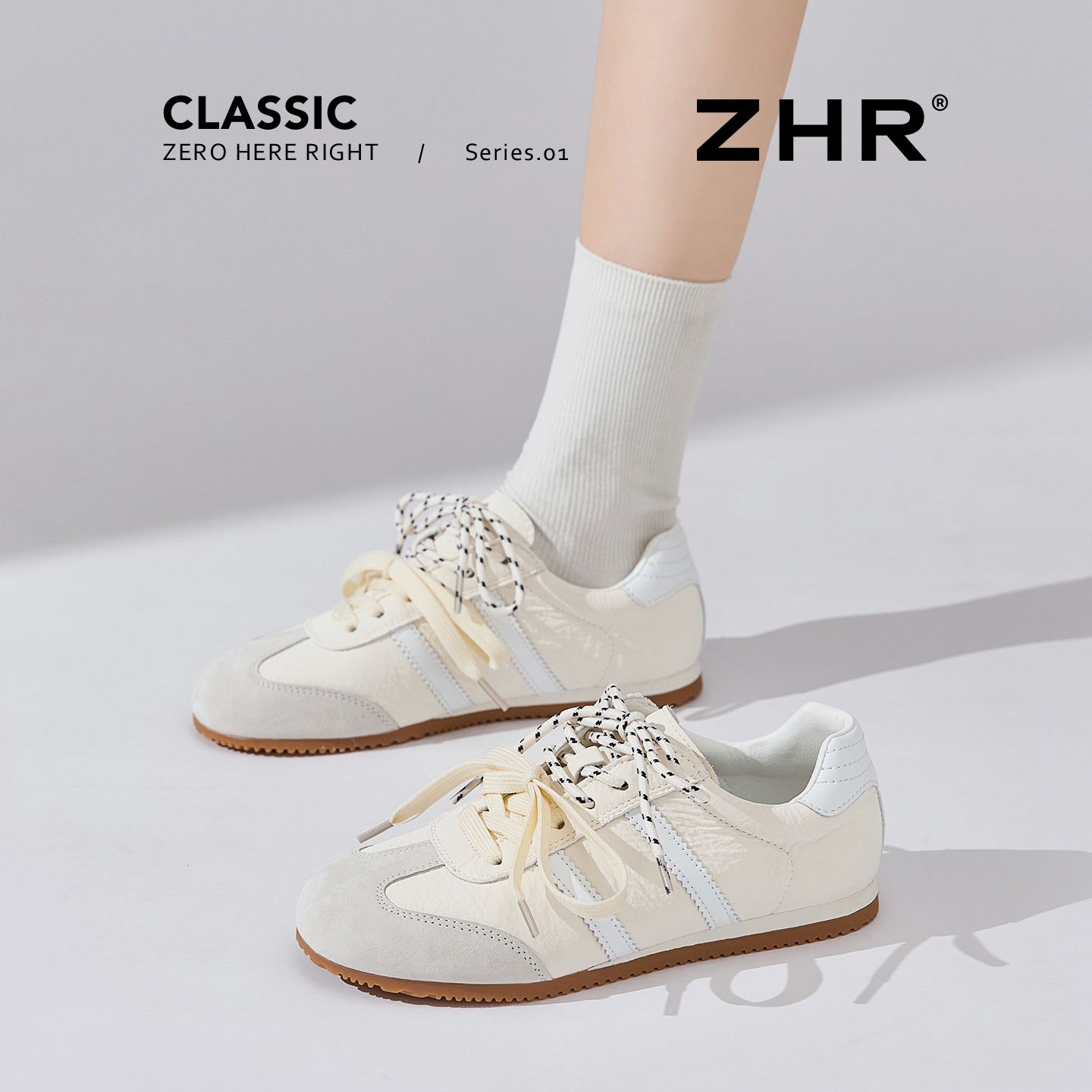 ZHR【头层猪皮】白色德训鞋