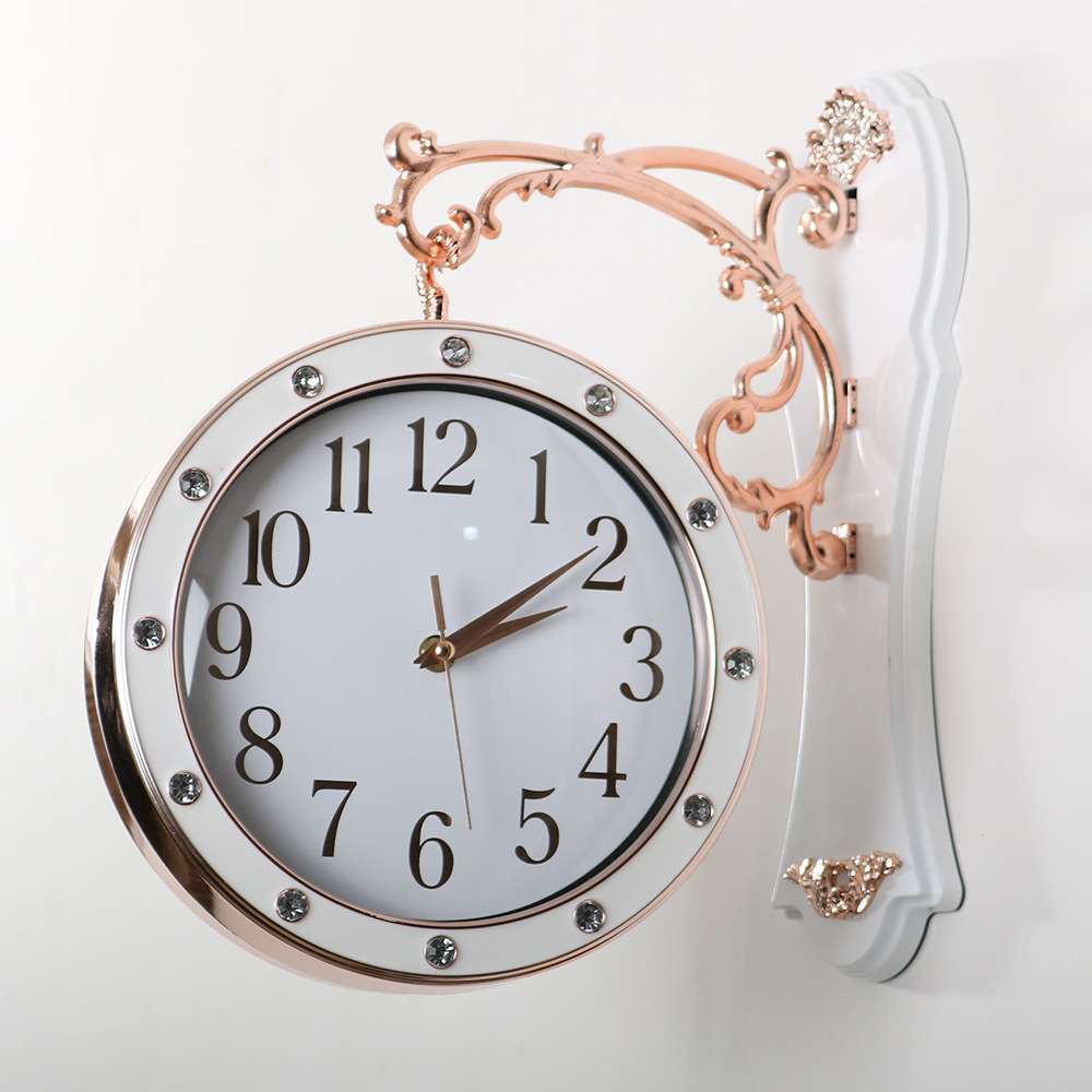 墙钟欧式钟表铁艺墙钟复古装饰Double sided wall clock 双面挂钟