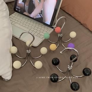 铁艺免打孔无痕晾衣杆衣帽架 五颜六色～ins家用多功能旋转挂钩