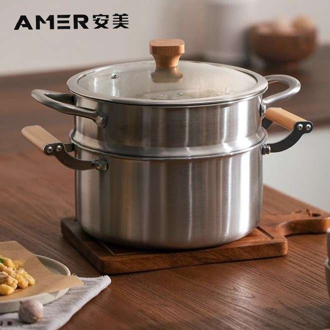 现货家用汤锅304不锈大汤锅加厚家用蒸锅煮粥锅煮锅电磁炉通用