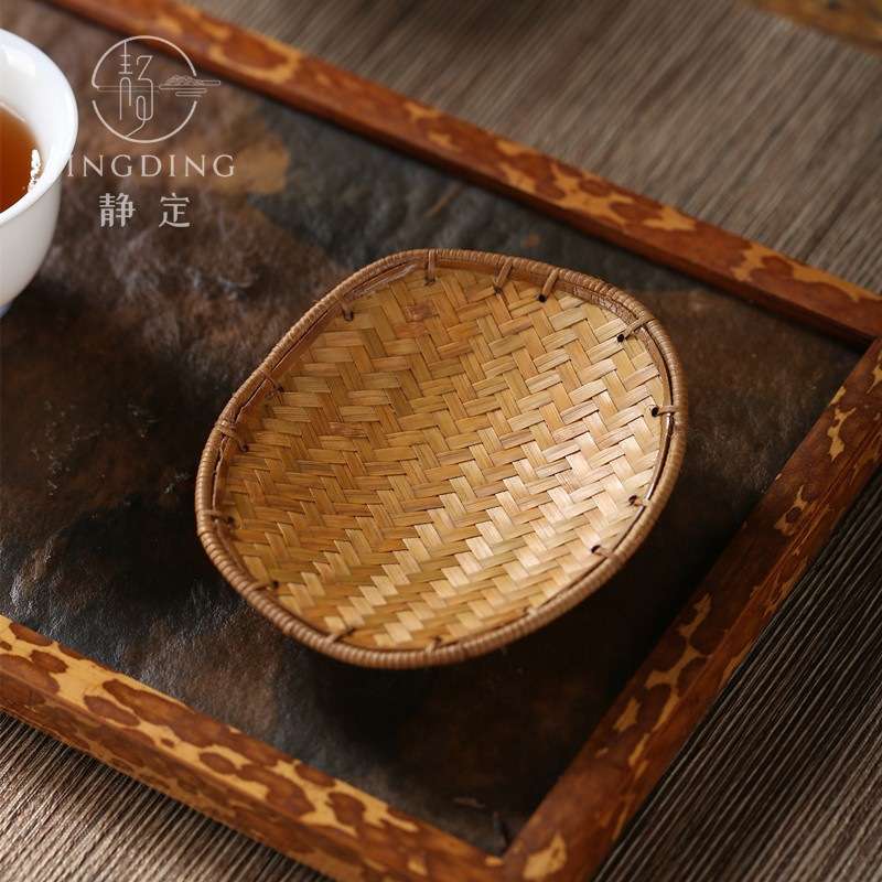 葫芦精编竹席茶则 天然葫芦茶荷 竹编大漆茶则 特色茶道小配件