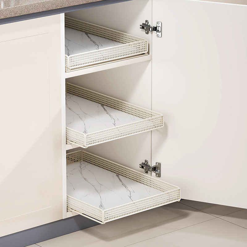 拉篮储物盒厨房抽屉分层收纳盒橱柜内抽拉式置物架窄柜深柜收纳筐