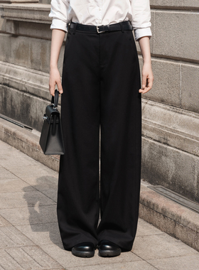 【知喜ziJoy】2026春季新款黑色酷飒风直筒裤百搭时尚阔腿休闲裤