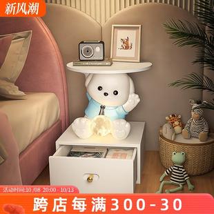 网红小狗卡通创意儿童房置物架带灯儿童床头柜替代抽屉边储物柜子