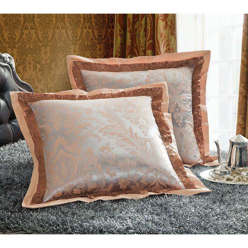 欧式纯棉贡缎提花结婚庆靠垫套沙发床头靠枕50抱枕大60x60不含芯