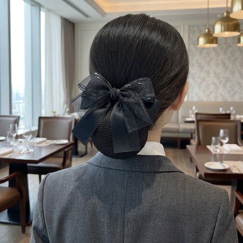 酒店餐厅服务员发网蝴蝶结头饰新