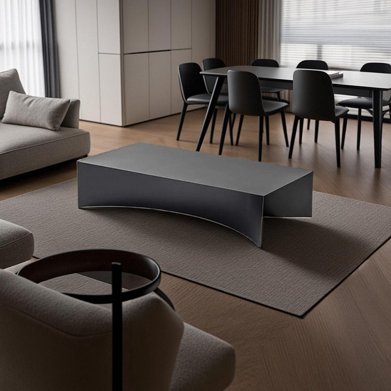 法式极简茶几黑色长方形设计师客厅沙发组合家用创意简约大小户型