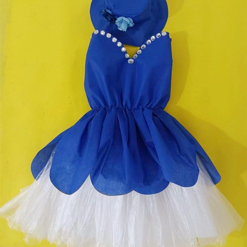 六一儿童节新款环保时装秀舞台演出服走秀女孩成人亲子塑料袋礼服