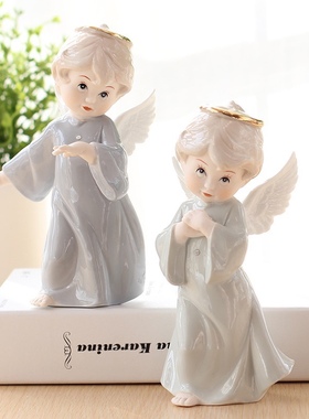 欧式陶瓷人物摆件小天使客厅书桌酒柜装饰品摆件家居饰品日常礼物