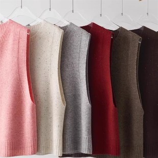 匠心出品 1OO%羊毛彩点纱直身宽松无缝背心24秋 髙阶搭配小能手