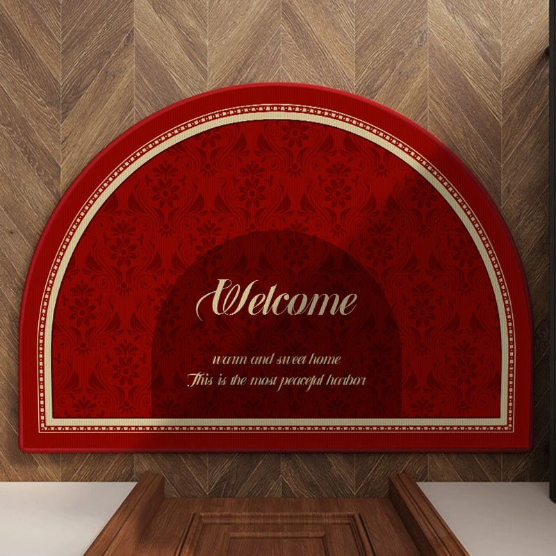红色喜庆新年半圆入户门地垫门口门垫进门脚垫门厅家用门外地毯