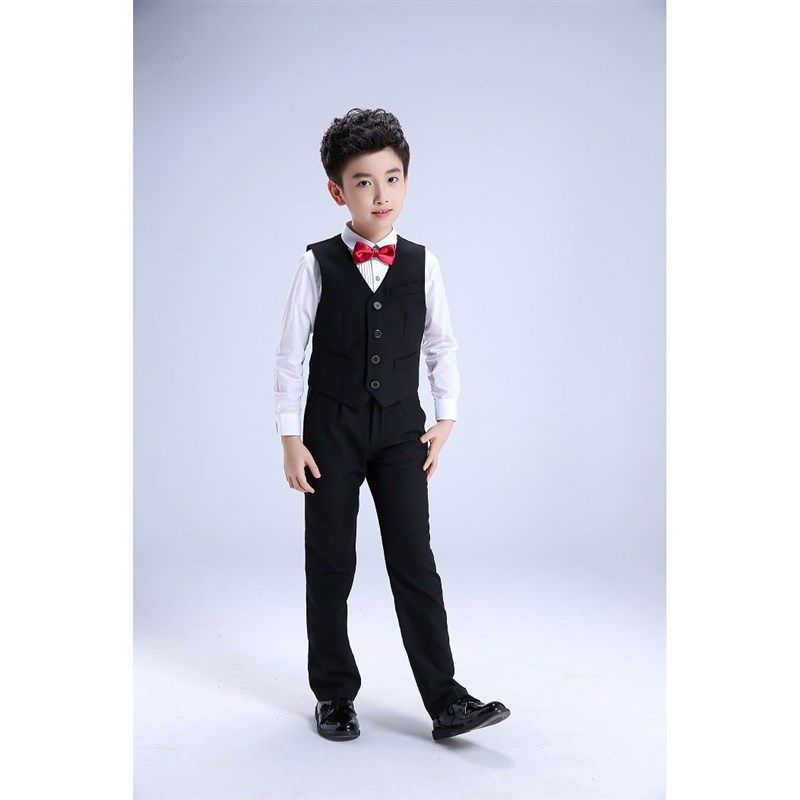 儿童礼服男童花童西服马甲套装男孩钢琴演出服主持人西装表演服