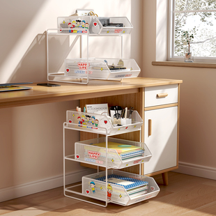 书本置物架桌下带轮可移动书箱侧边收纳神器窄款学生高中生教室用