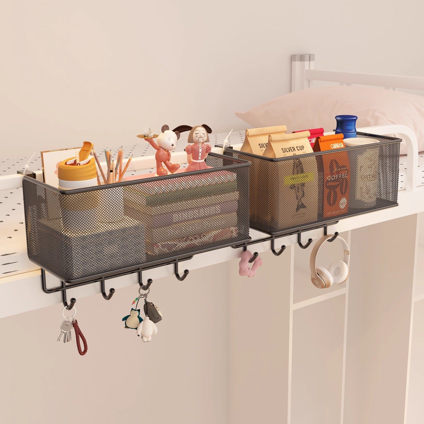 床头置物架大学生宿舍上铺必备神器寝室床边挂篮床上悬挂式收纳筐