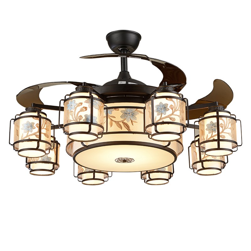 新中式隐形风扇灯客厅吊扇灯一体led餐厅书房卧室电风扇吸顶吊灯