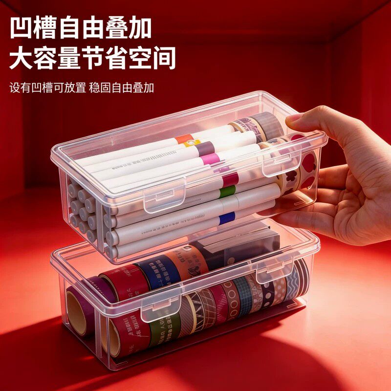 铅笔收纳盒大容量透明文具收纳盒笔筒装彩铅儿童学生家用蜡笔绘画