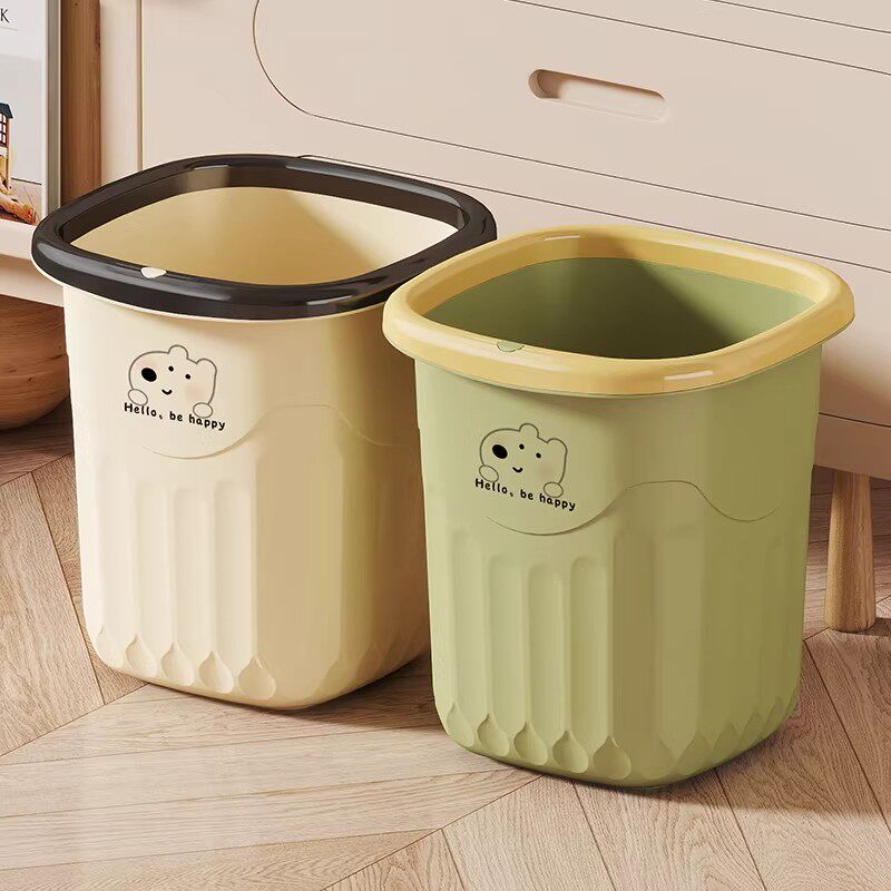 大容量室内垃圾桶透明塑料桶无盖垃圾桶ins风高颜值方形纸篓家用
