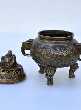 商务办公家居装饰金属铜器工艺品纯铜寿星香炉摆件