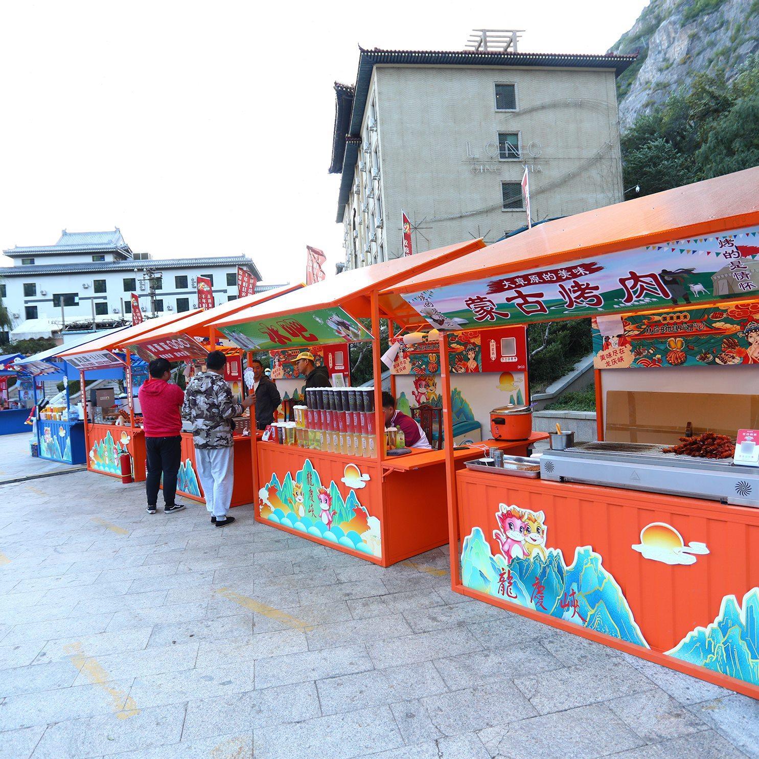 夜市网红地摊架商业街摆摊棚架铁艺小吃车活动小吃桌美食节促销台