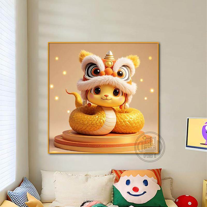 金蛇年钻石画2025新款客厅手工粘钻十字绣带框生肖蛇砖石贴画满钻