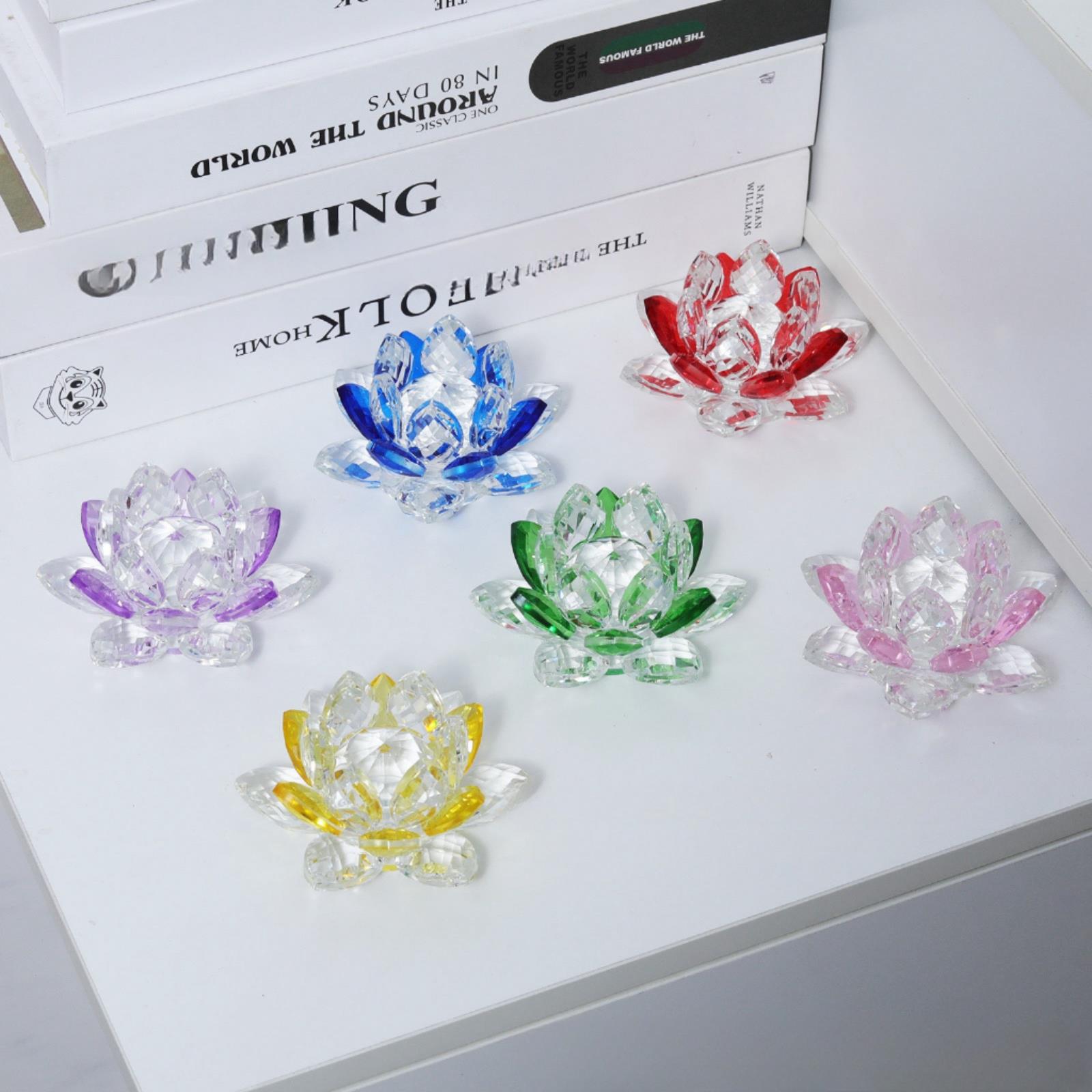 水晶五颜六色的莲花小摆件佛像壁龛客厅入口卧室新的中国风的装饰