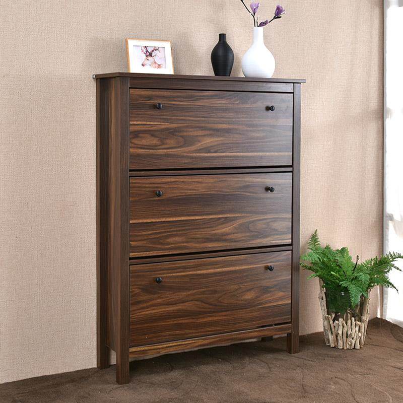 北欧大容量翻斗鞋柜家用门口玄关柜超薄门厅柜简约现代胡桃色鞋橱