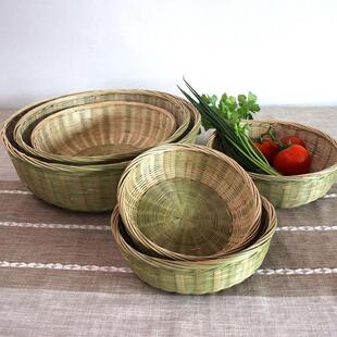 馒头筐家用放馍篮厨房竹编馍馍筐水果蔬菜筐子放饼囊包子用的篮子