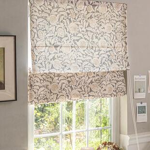 苏金罗马百叶窗研究餐厅美国棉和亚麻印花定制可调百叶窗拉上窗帘