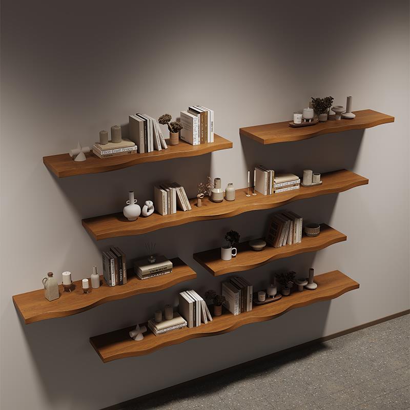 墙上置物架墙壁创意一字隔板实木厨房壁挂木板分层板挂墙书架定制