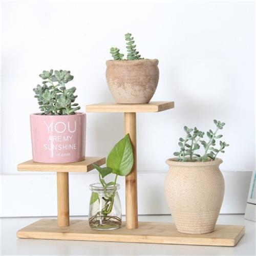 环保竹木桌面小花架窗台办公室竹子制置物架小花台多肉花盆植物架