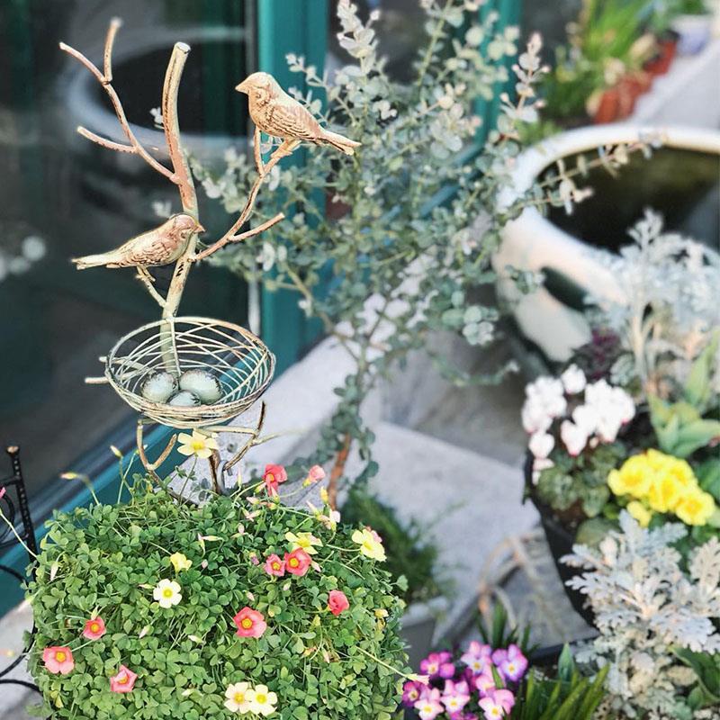 户外花园庭院阳台铁艺花架爬藤架花插支架摆件太阳能草坪灯投影灯