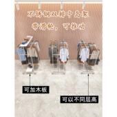 双排货架儿童服装 不锈钢服装 立式 展示架带轮子 和妇女服 商店岛式