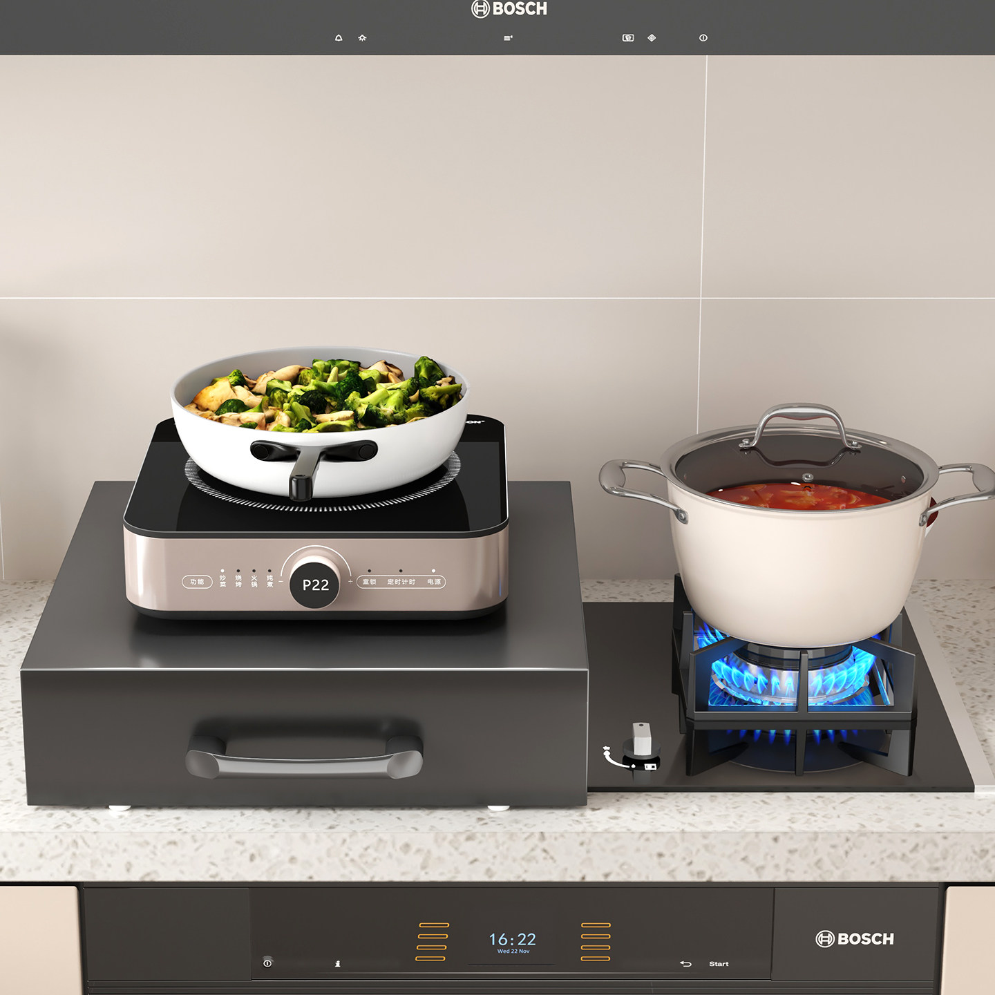 燃气灶盖板罩厨房置物架煤气灶遮挡板灶台电磁炉支架台面炉灶面板