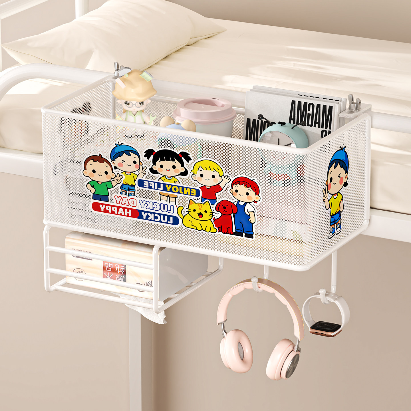 床边置物架宿舍好物床边挂篮悬挂式收纳盒零食杂物上铺桌面免打孔,收纳整理,整理架/置物架/收纳架,淘宝优惠券,粉丝福利购,淘宝优惠卷