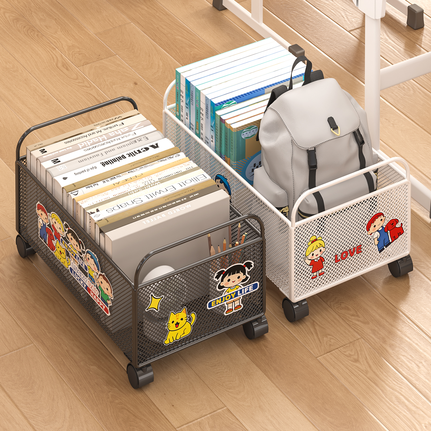 书包置物架移动书架带滑轮
