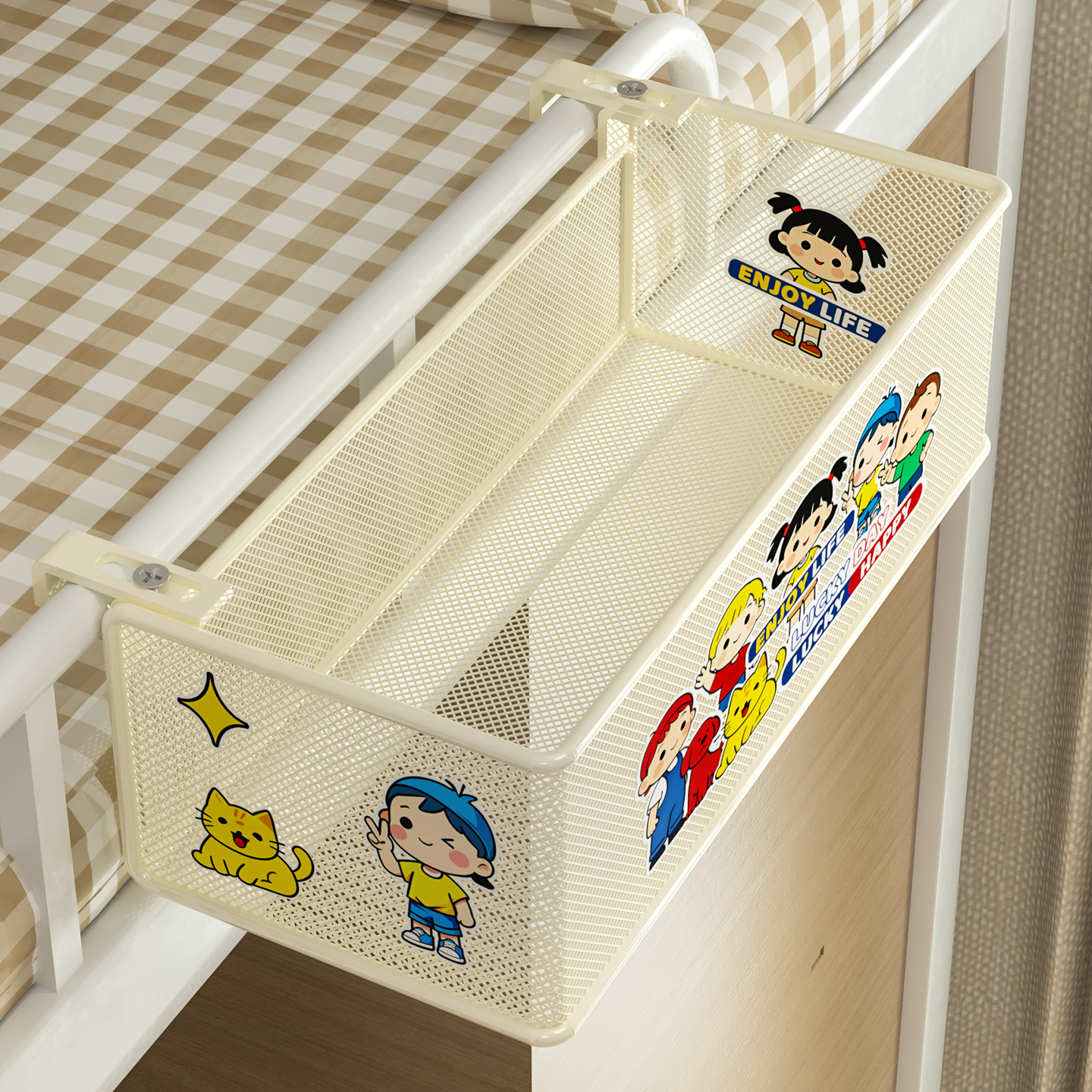 宿舍床边挂篮床头置物架免打孔大学生上铺必备零食杂物收纳篮神器