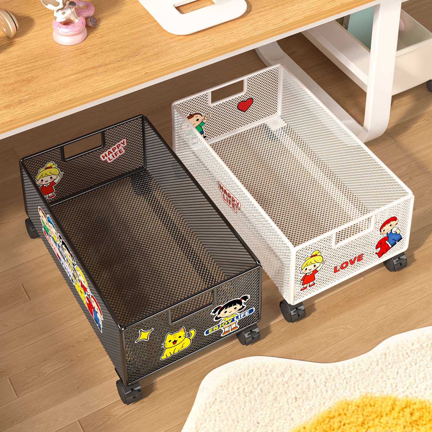 书包置物架家用多层桌下滑轮柜放书本零食收纳架可移动厨房小推车,收纳整理,整理架/置物架/收纳架,淘宝优惠券,粉丝福利购,淘宝优惠卷