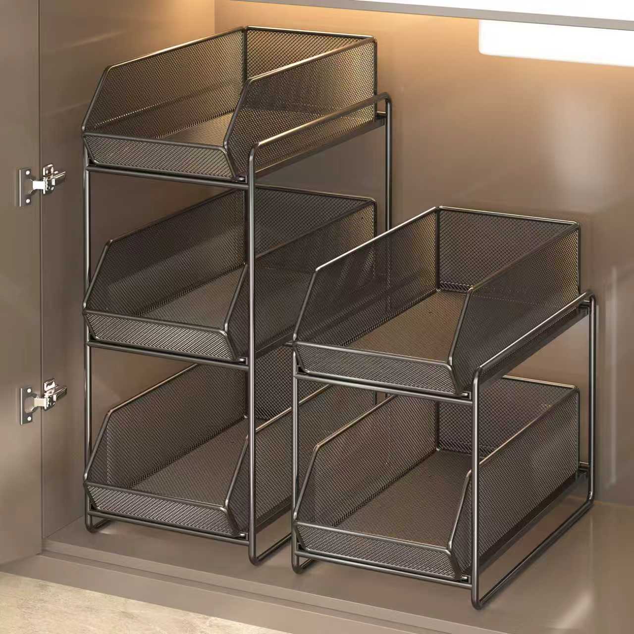 厨房抽拉式置物架橱柜内分层架