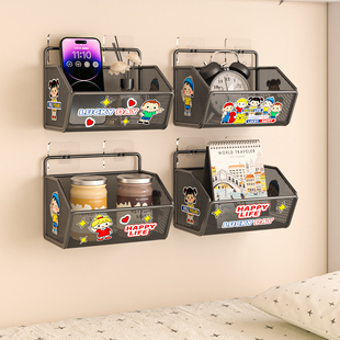 学生宿舍墙上免打孔置物架床头床边零食收纳架子寝室上铺壁挂挂篮