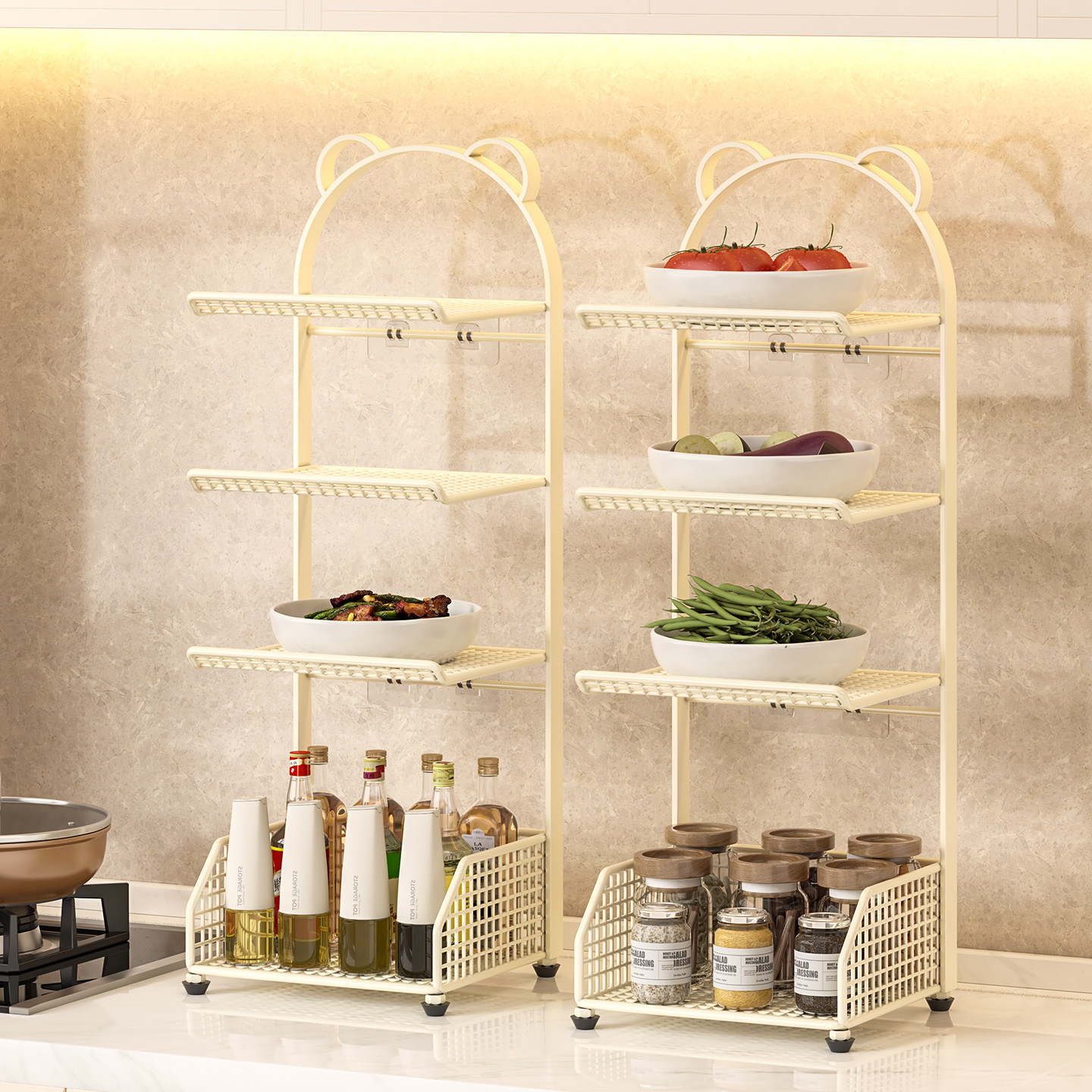 厨房配菜盘置物架多层放备菜架家用多功能加固圆盘备菜盘收纳神器