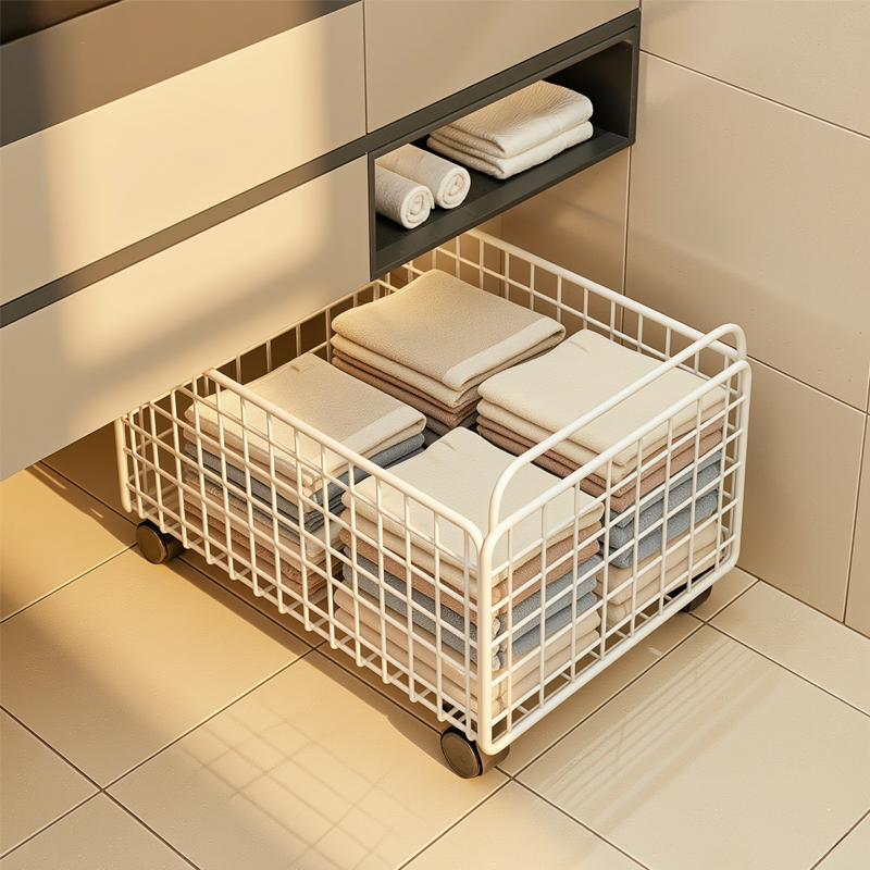 浴室脏衣服收纳筐小推车