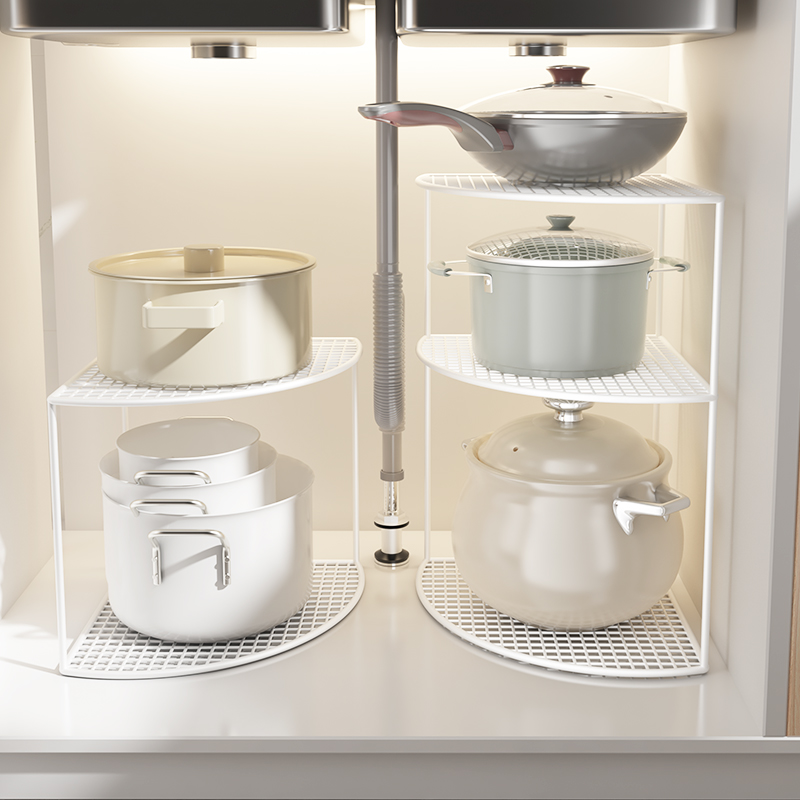 厨房置物架台面放锅具多层锅架橱柜分层架子三脚架转角收纳架子