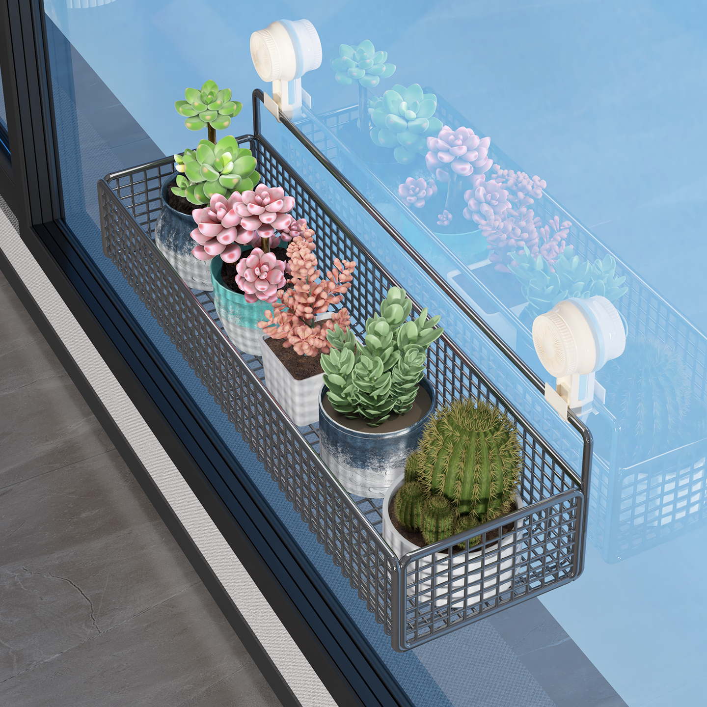 吸盘置物架阳台花架护栏免打孔墙上壁挂式多肉绿萝花盆收纳神器